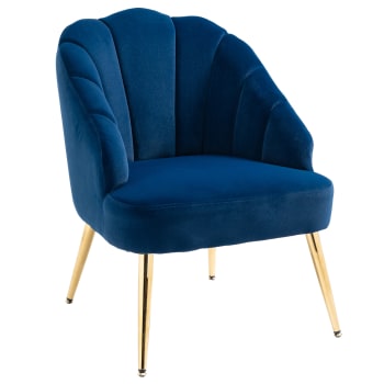 Poltrona di design stile vintage imbottita in velluto crema Homcom