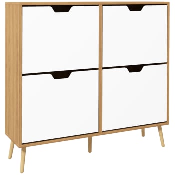 Scarpiera Componibile Modulare In Plastica, 96 Paia Di Scarpe, 4 Moduli X 12 Livelli, Ripiani Regolabili, Bianca, 167x32x187 Cm, Impilabile