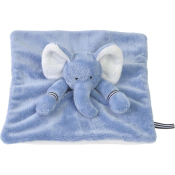 Doudou éléphant en polyester bleu 24cm