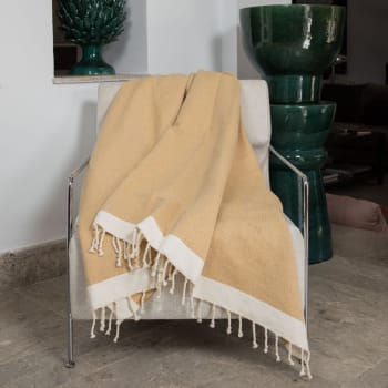 OekoTex - Manta De Punto (140 X 190 Cm), Color Amarillo Mostaza