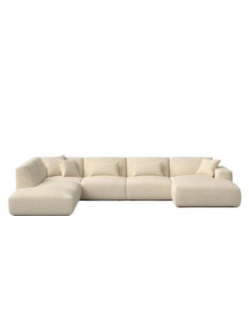 Enzo - Sofá esquinero izquierdo beige bouclé 405 x 288 cm