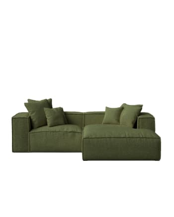 Enfia - Sofá chaise longue derecho verde bouclé 264 x 190 cm