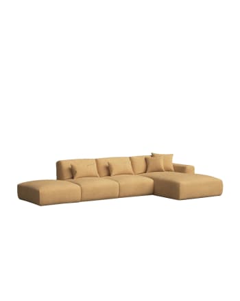 Enzo - Sofá chaise longue derecho mostaza 399 x 195 cm