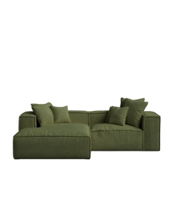 Enfia - Sofá chaise longue izquierdo verde bouclé 264 x 190 cm