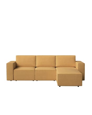 Maije - Sofá cama mostaza con chaise longue derecho 258 x 200 cm