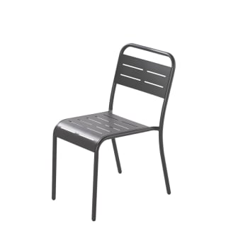 Bergame - Lot de 4 chaises en acier gris foncé