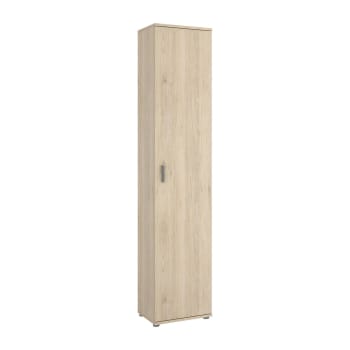 Dfuzat - Armoire polyvalente 1 porte effet bois beige 191x35 cm