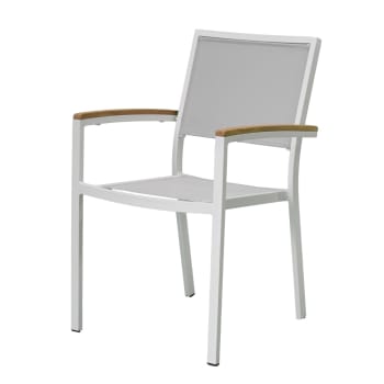 Casablanca - Fauteuil alu blanc et textilène gris clair