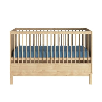 Kiwi - Pack lit bébé évolutif avec matelas effet bois 70x140 cm