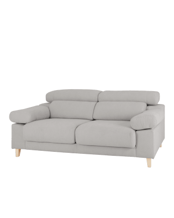 Mónica - Sofá de 3/4 plazas color gris claro de 215x104cm