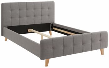 Larvik - Letto in tessuto grigio 140x200 cm