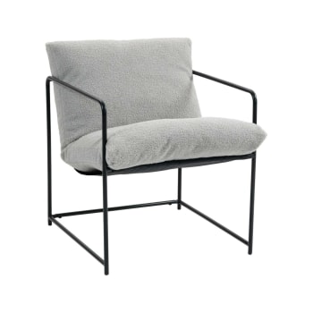 Dabdelat - Sillón de tela gris 92x67h75 cm