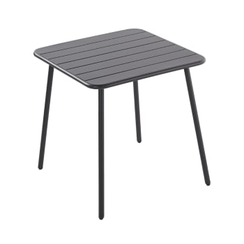Bergame - Table de jardin 4 places carrée en acier gris foncé