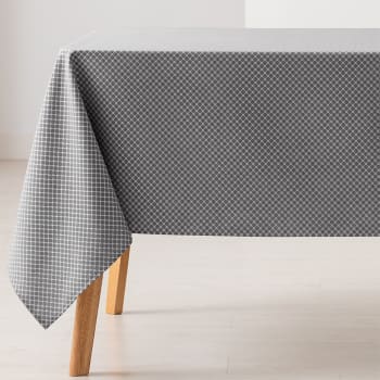 Losan - Tovaglia antimacchia in cotone jacquard geometrico antracite 140x200cm