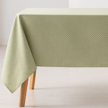 Losan - Mantel impermeable jacquard algodón geométrico verde 140x100cm