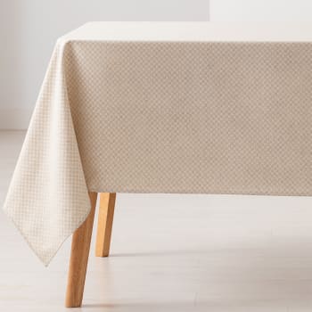 Losan - Mantel impermeable jacquard algodón geométrico lino 140x140cm