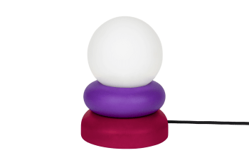 Otem - Lampe de table en bois massif, rose et violet