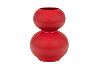 Bloomingville Odina Vase Aus Steingut – Handbemalt Mit Blumenmotiv In Rot, 11x15x16 Cm – Skandinavisches Wohnaccessoire