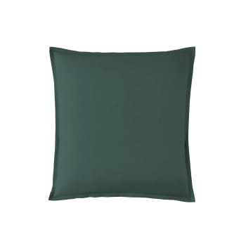 Première - Taie d'oreiller unie en percale de coton vert forêt 65x65