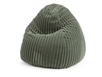 Raya - Pouf poire XXL d'intérieur velours sauge 80x130