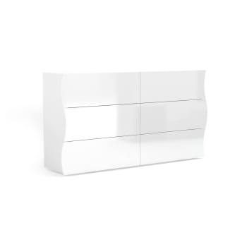 Dmonz - Cassettiera effetto legno bianco lucido 155x40h82 cm