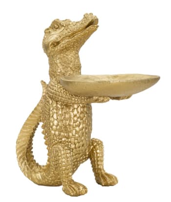 Animali - Coccodrillo in resina dorato cm 23x15,25x26,60