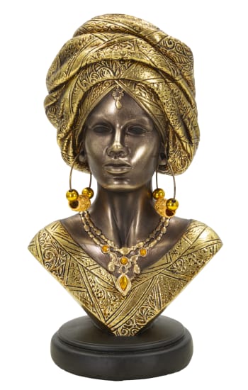Nairobi - Busto di donna in resina dorata cm 15x12x28