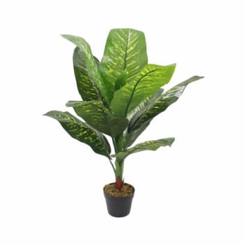 Plante Artificielle Mica Croton 73cm - Pot Vert Avec Billes - Décoration Intérieur