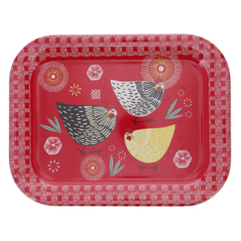 Plateau Chat Ziggy Mélamine Kiub Kook PM - Blanc/orange - 14x20,8x2,2