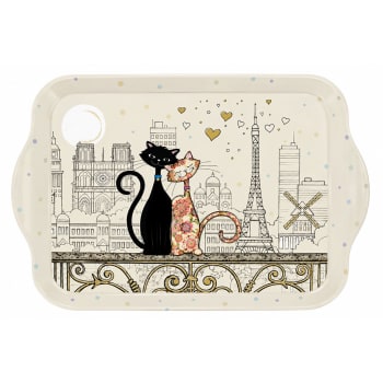 Mini Plateau Mélamine Chat Paris - 20,8x14 Cm, Décoration Mignonne Pour Maison Ou Cadeau