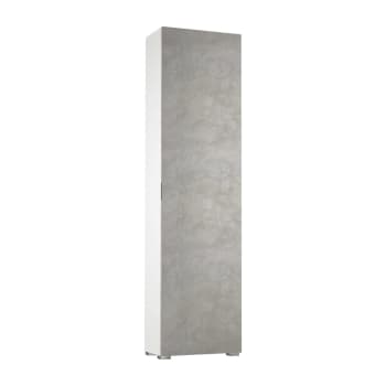 Ddarbo - Armadio multiuso 1 anta effetto legno cemento, bianco 50x30 cm