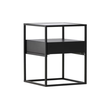 Ester - Table d'appoint en verre et acier noir