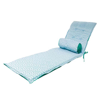 Cuscino Sdraio & Rotondo 195x60x5cm, Motivo Ventaglio Verde