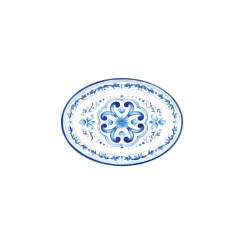 Table decor blues - Petit plateau ovale en mélamine bleu 35,5 x 25,5 cm