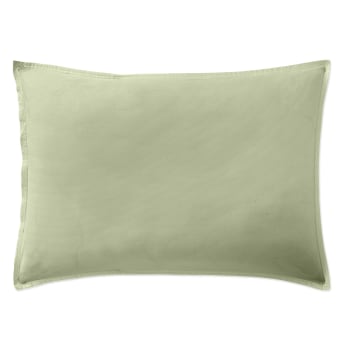 Taie d'oreiller percale de coton vert d'eau 50x70 cm