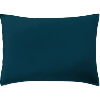 Taie D'Oreiller Jersey 50x70 Cm 100% Coton - Bleu - Fermeture Éclair - Confortable Et Respirante