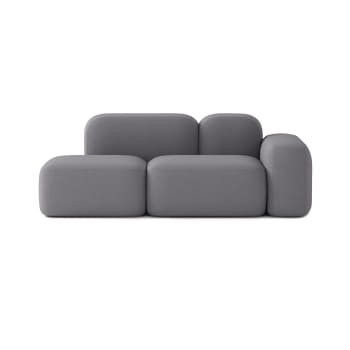 Max - Canapé Modulable 2 Places Tissu Gris Foncé