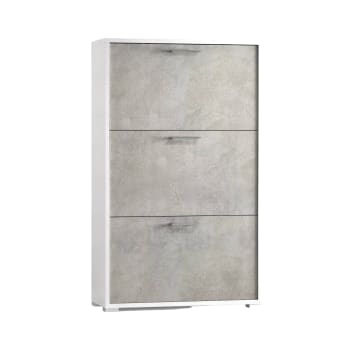 Dferrari - Scarpiera effetto legno bianco, cemento 67x18h112 cm