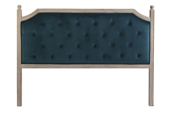 Cabecero cama de poliester y madera de caucho en azul 160x6x120cm