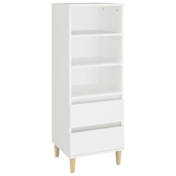 Bussandri Exclusive - Mobiletto Credenza In Legno Lavorato Bianco - 30x30x70 Cm - Design Elegante Per Ingresso O Soggiorno
