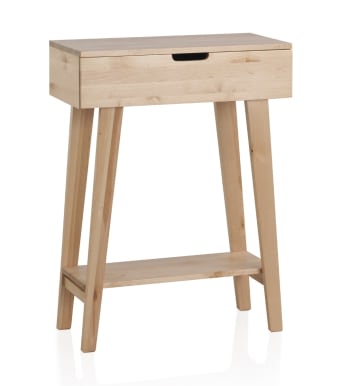 Mesa auxiliar de madera de abedul natural