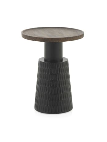 Table d'appoint avec base et plateau en bois couleur noyer