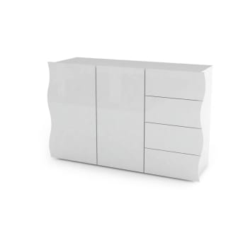 Dmarasc - Aparador efecto madera blanco brillo 124x40h81 cm