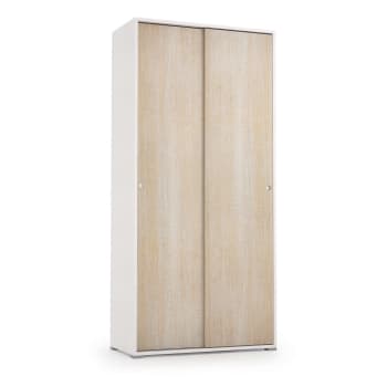 Dbuti - Guardaroba 2 ante effetto legno rovere, bianco 90x45h195 cm