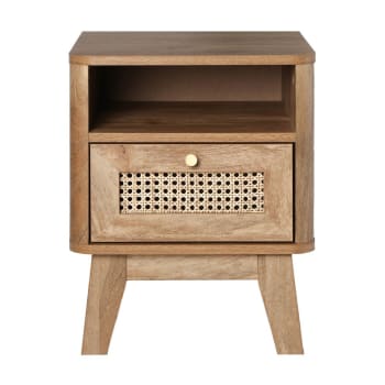 Palmo - Chevet 1 Tiroir et 1 Niche avec Cannage Rotin - L39 cm