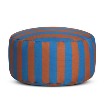 Stripes - Puf impermeable marrón y azul exterior e interior