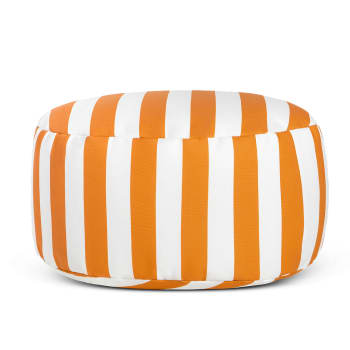 Stripes - Puf impermeable blanco y naranja exterior e interior