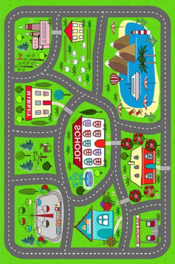 Circuit de voiture - Tapis polyester vert 100 x 160 cm