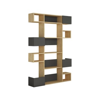 Dpiron - Libreria effetto legno quercia, antracite 120x20h171 cm