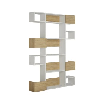 Dpiron - Libreria effetto legno bianco, rovere 120x25h171 cm